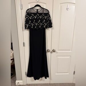 Lela Rose Black Dress with White Floral Detail